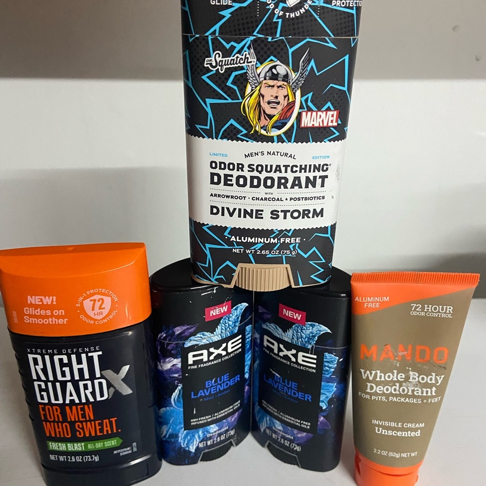 Marvel Squash AXE Blue Lavender Right Guard Mando Deodorant Bundle